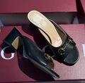 Шлепки Gucci женский кожа черный 187058-1