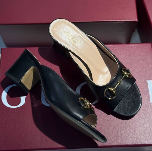 Шлепки Gucci женский кожа черный 187058
