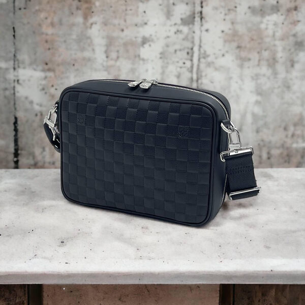 Мужская сумка мессенджер Louis Vuitton мужской кожа черный 120427-2