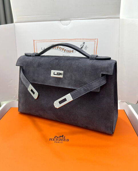 Сумка Hermèskelly Pochette женский замша графитовый 155748-2