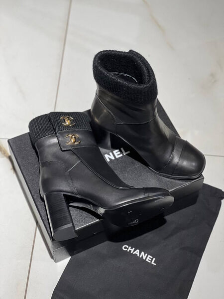 Ботильоны Chanel женский кожа черный 134309-3