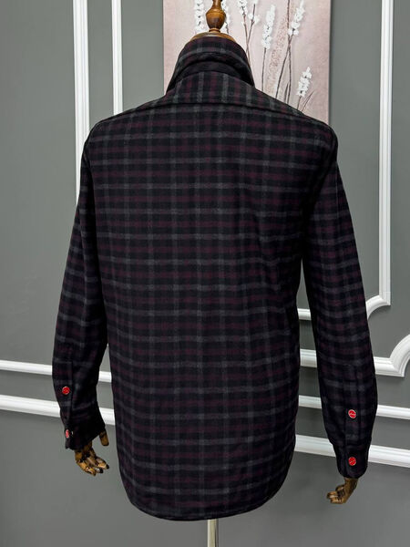 Мужская рубашка утепленная Kiton мужской бордовый 177903-11