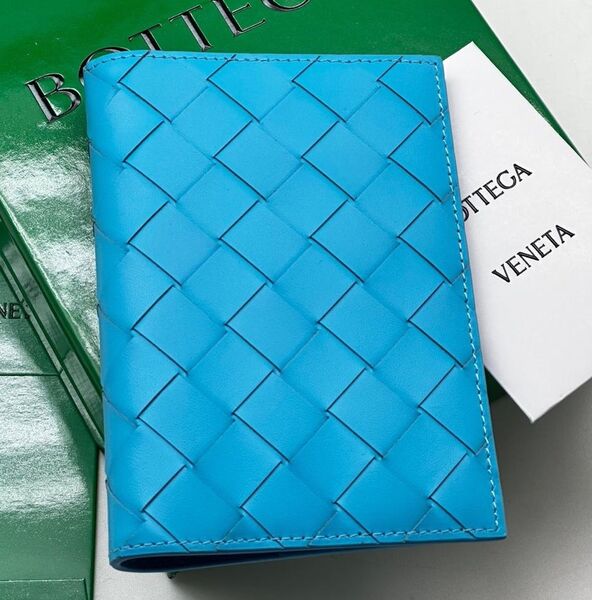 Мужская обложка на паспорт Bottega Veneta мужской кожа бирюзовый 115717