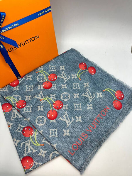 Платок Louis Vuitton женский кашемир бирюзовый 197792