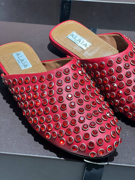 Мюли Alaïa женский кожа бордовый 154268-3
