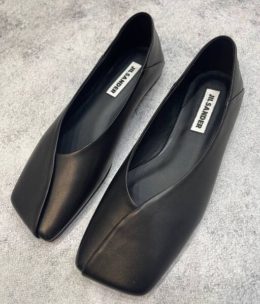 Балетки Jil Sander женский кожа черный 119137