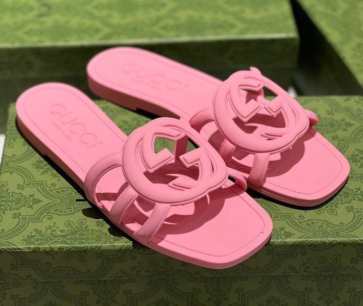 Шлепки Gucci женский резина розовый 153601