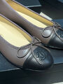 Балетки Chanel женский кожа графитовый 191338-2