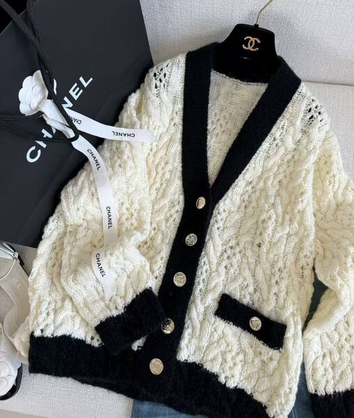 Кардиган Chanel женский вязаная ткань белый 199732