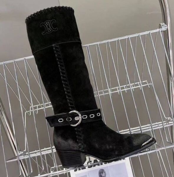 Сапоги Celine женский замша черный 168805