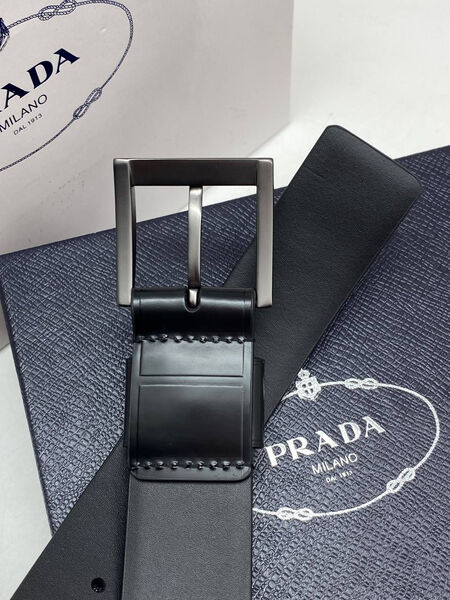 Мужской ремень Prada мужской кожа черный 176204-4