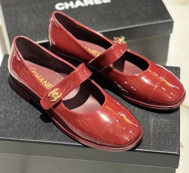 Туфли Chanel женский кожа бордовый 139584