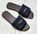 Шлепки Hermès женский джинса темно-синий 149159