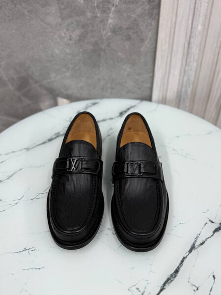 Мужские лоферы Louis Vuitton мужской кожа черный 185760-3
