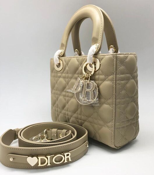 Сумка Christian Dior Lady женский кожа бежевый 74199