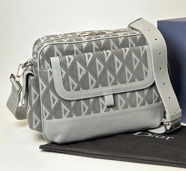 Мужская сумка мессенджер Christian Dior мужской кожа графитовый 133564