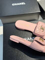 Шлепки Chanel женский кожа розовый 187040-3