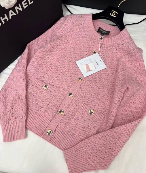 Кардиган Chanel женский вязаная ткань розовый 194954