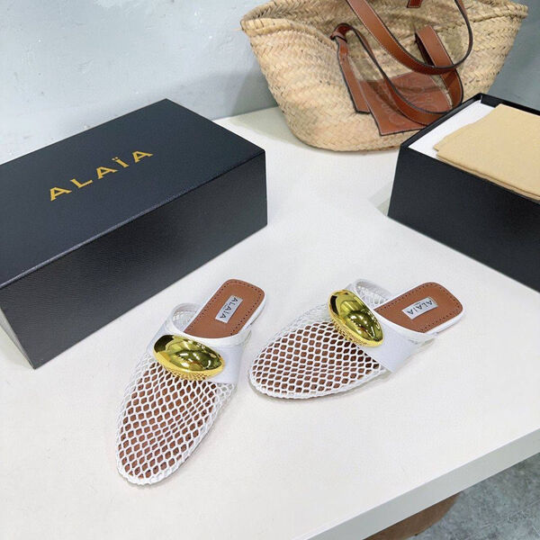 Шлепки Alaïa женский кожа белый 155380-2