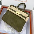 Сумка Hermès Birkin 25 женский замша болотный 155726-1