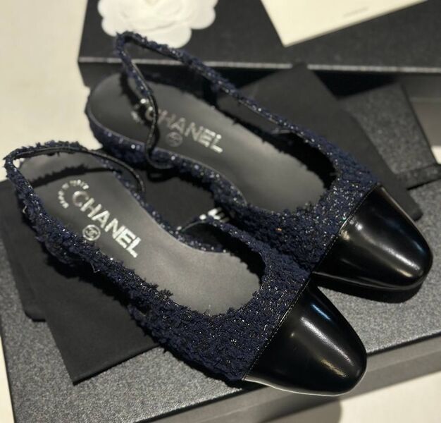 Туфли Chanel женский кожа страуса черный,коричневый 156715