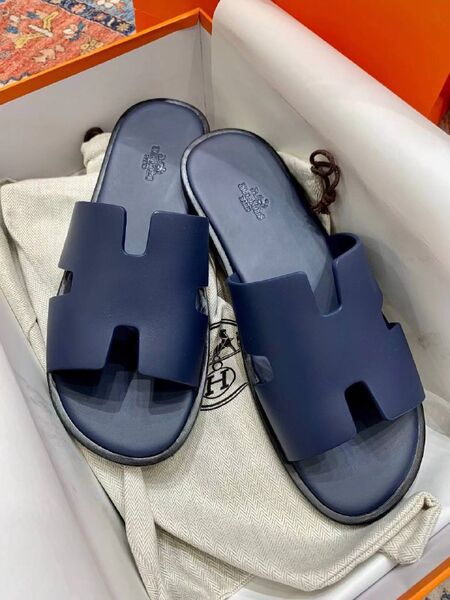 Мужские шлёпанцы Hermes Izmir мужской кожа синий r3349559-1