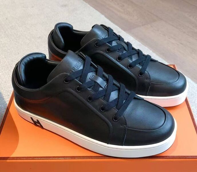 Мужские кеды Hermès мужской кожа черный 185081