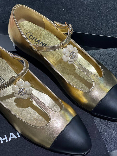 Балетки Chanel женский кожа бронзовый 138652-3