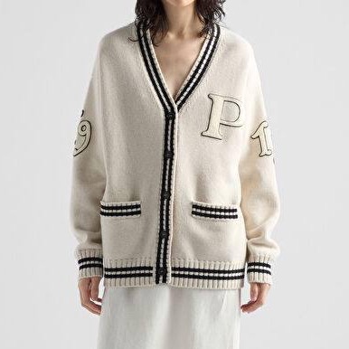 Кардиган Prada женский вязаная ткань белый 157223