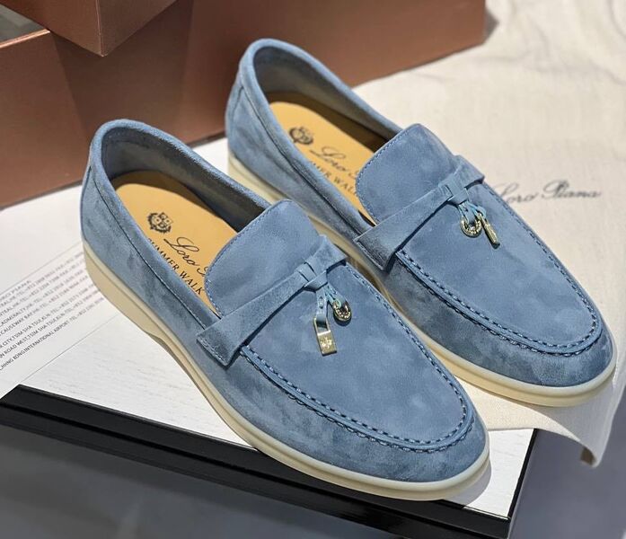 Лоферы Loro Piana женский замша бирюзовый 106658