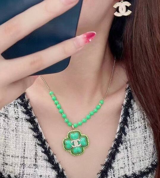 Колье Chanel серо-зеленый 158257