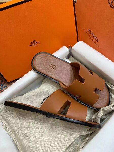 Мужские шлёпанцы Hermes Izmir мужской кожа коричневый c6333656-1