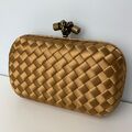 Клатч Bottega Veneta Knot женский сатин бронзовый 26052