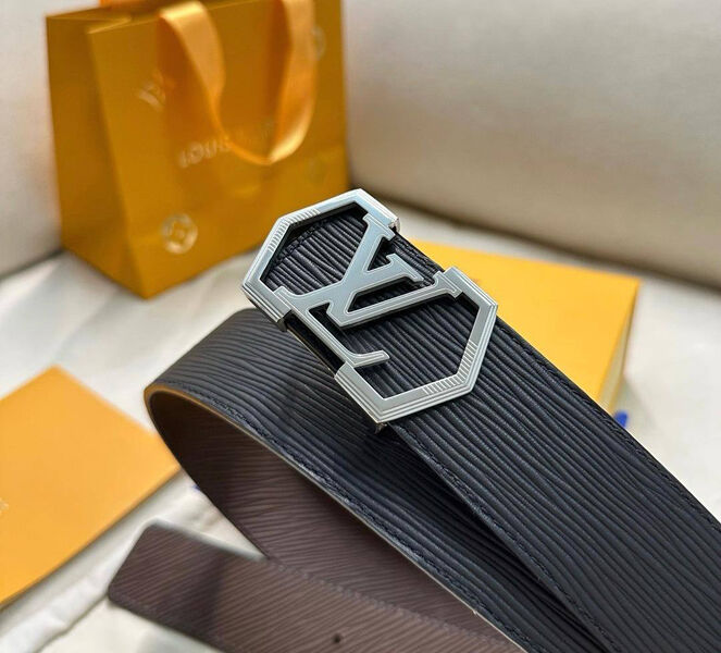 Мужской ремень двухсторонний Louis Vuitton мужской кожа черный 135958-4