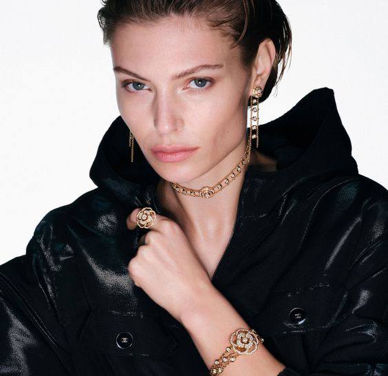 Серьги-трансформеры Chanel Camelia женский золото x2402826-1-5