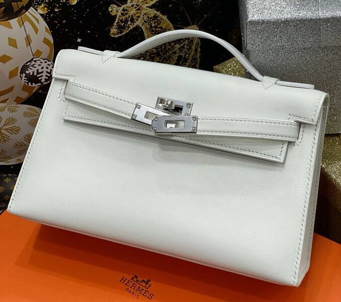 Сумка Hermèskelly 20 Pochette женский кожа белый 138895