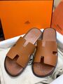 Мужские шлёпанцы Hermes Izmir мужской кожа коричневый c6333656-1-7