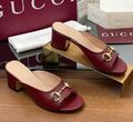 Шлепки Gucci женский кожа бордовый 181524-1