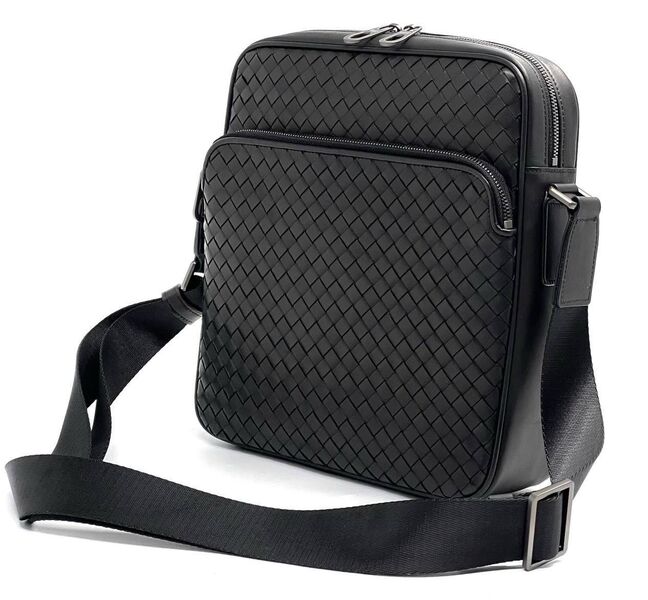 Мужская сумка мессенджер Bottega Veneta мужской кожа черный 150025