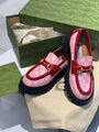 Лоферы Gucci женский текстиль розовый 104903-5