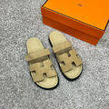 Мужские шлепки Hermès мужской замша бежевый 115623-2