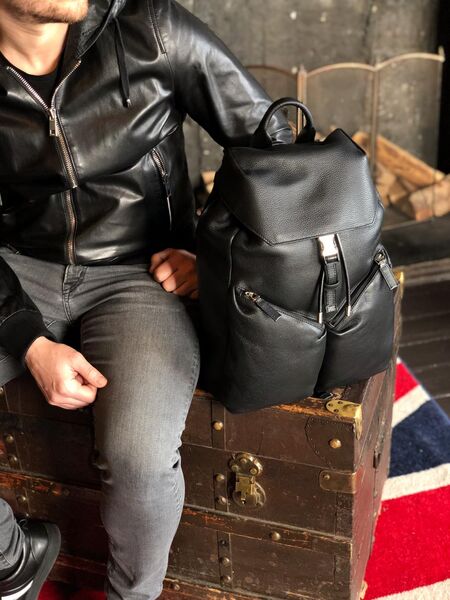Мужской рюкзак Prada мужской кожа черный 53368-3