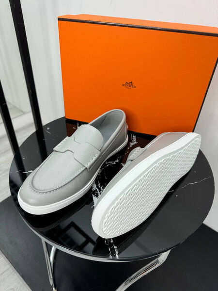 Мужские лоферы Hermès мужской кожа графитовый 193524-2