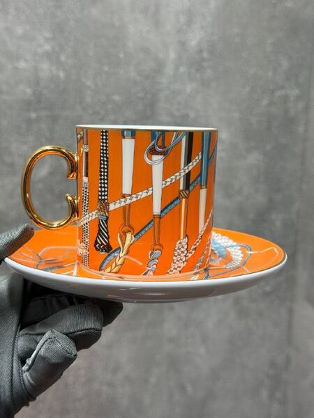 Чайный набор Hermès фарфор оранжевый t3694003-1-8