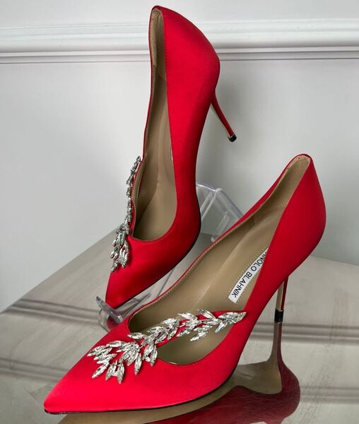 Туфли Manolo Blachnik женский сатин винный 122962