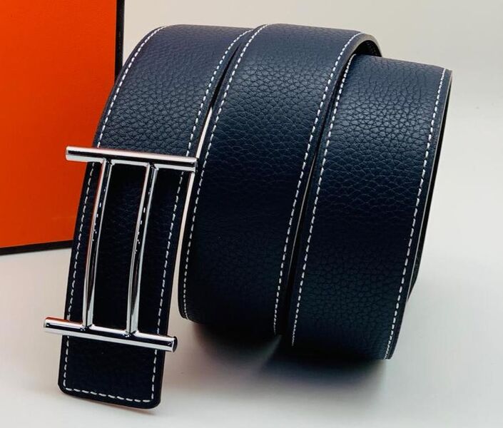 Мужской ремень Hermès мужской кожа синий 52564