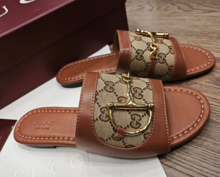 Шлепки Gucci женский канва 189892