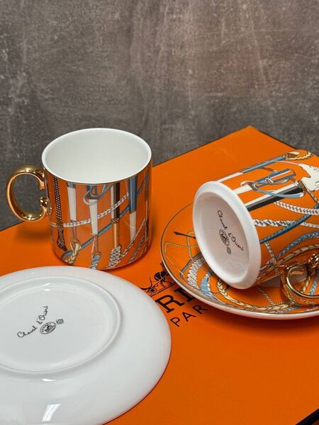 Чайный набор Hermès фарфор оранжевый t3694003-1-5