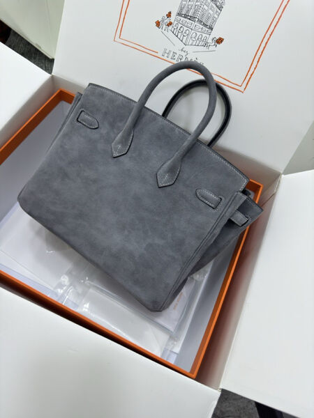 Сумка Hermès Birkin 25 женский замша графитовый 155730-2
