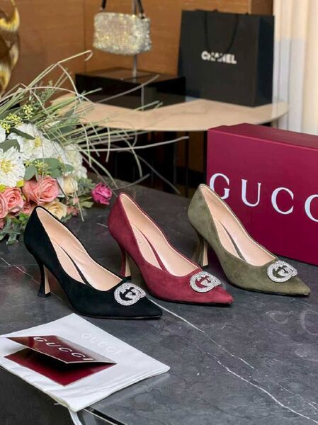 Женские туфли Gucci женский замша бордовый o3245919-1-8